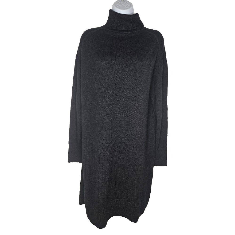 Everlane M Black 100% Cashmere Turtleneck Dress Quiet Luxury Minimalist Classic